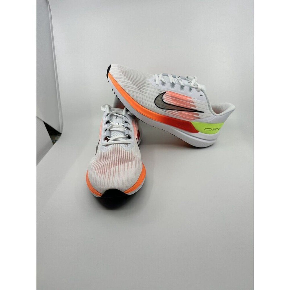 Nike Men's Air Winflo 9 Running Shoes White Black Orange Size 11 DD6203-100